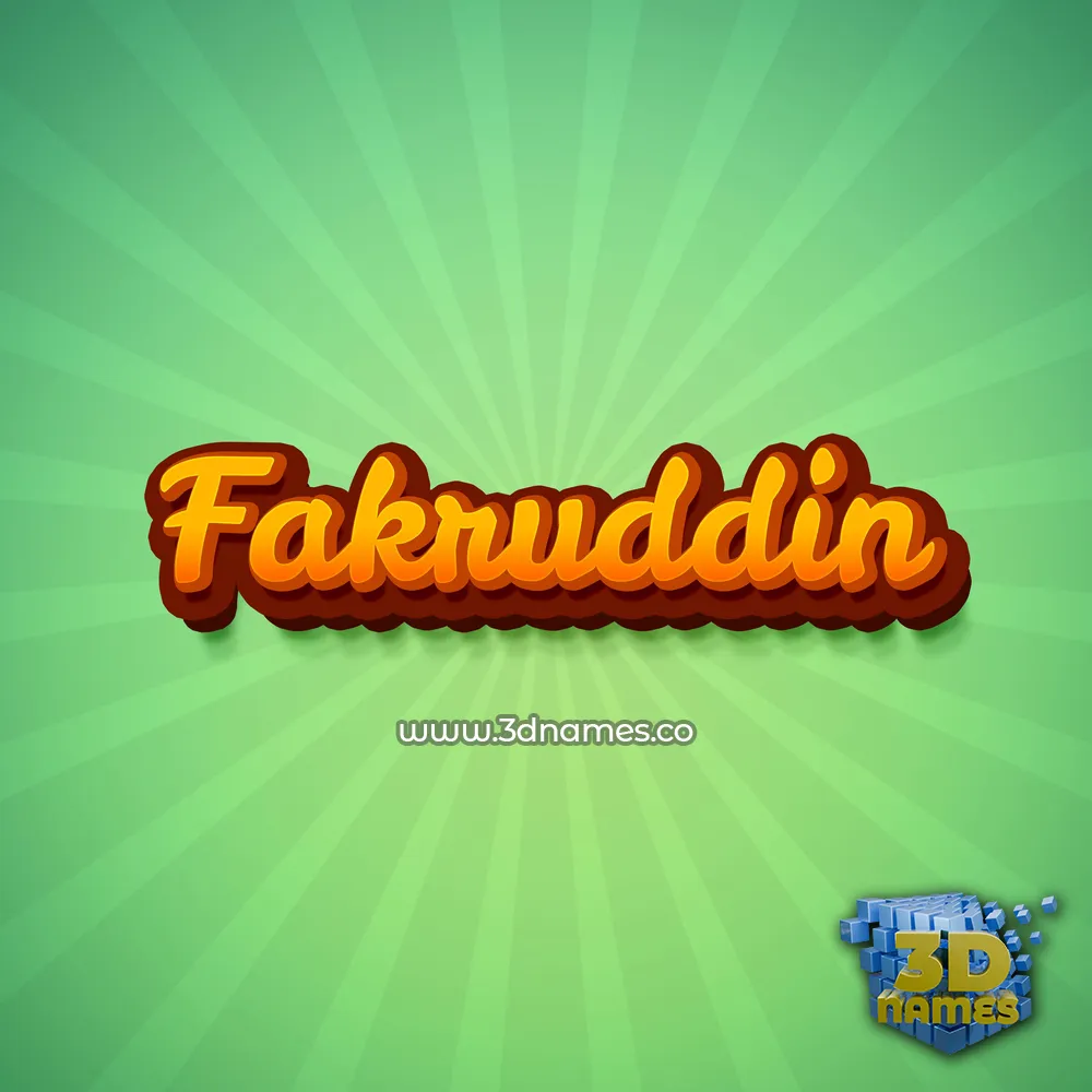 fakruddin in Green Rays style - 3D name wallpaper