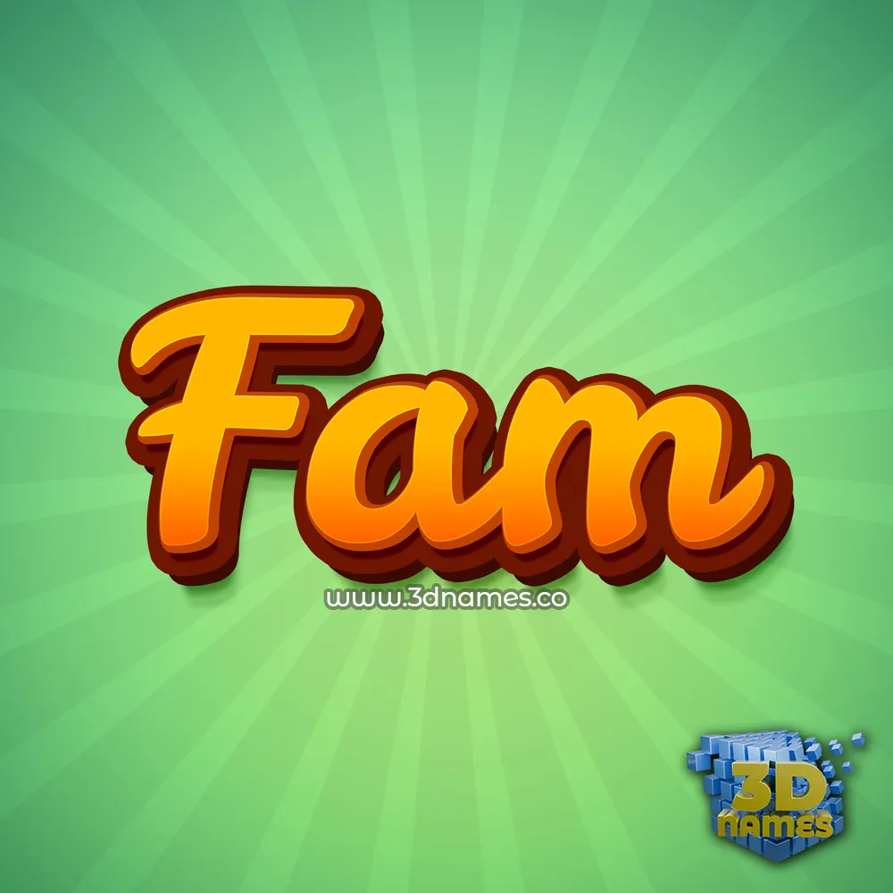 fam in Green Rays style - 3D name wallpaper