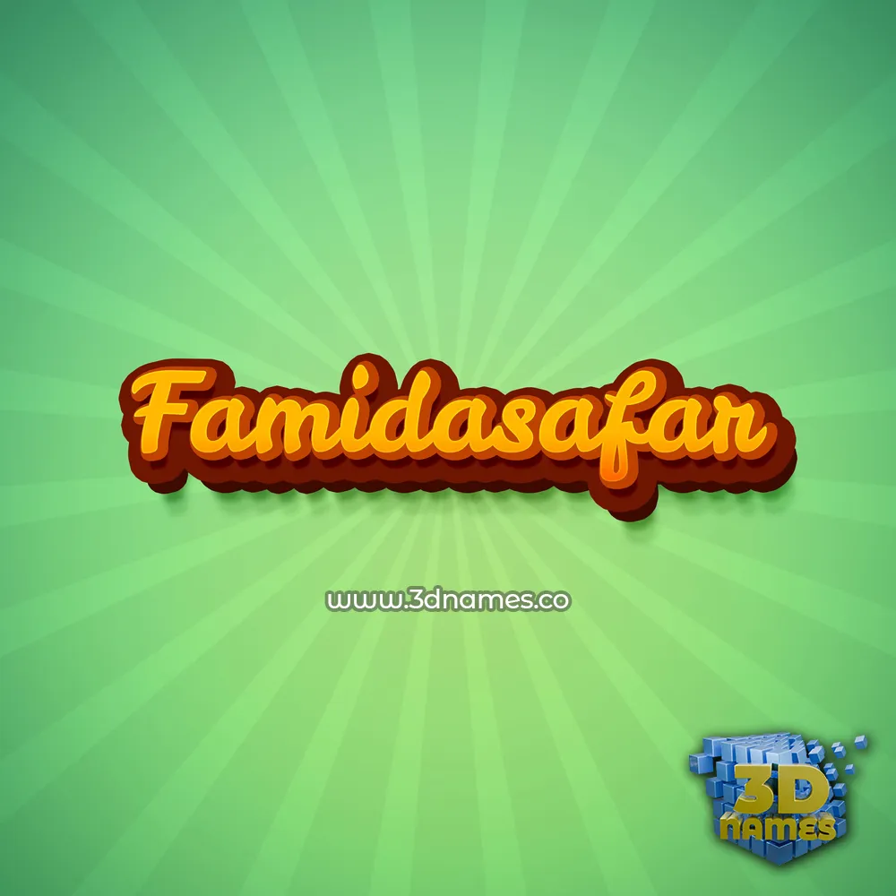 famidasafar in Green Rays style - 3D name wallpaper