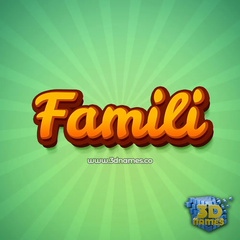 famili in Green Rays style - 3D name wallpaper