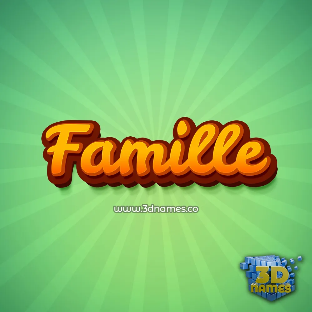 famille in Green Rays style - 3D name wallpaper