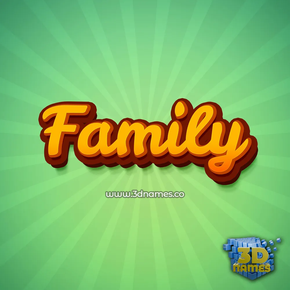 family in Green Rays style - 3D name wallpaper