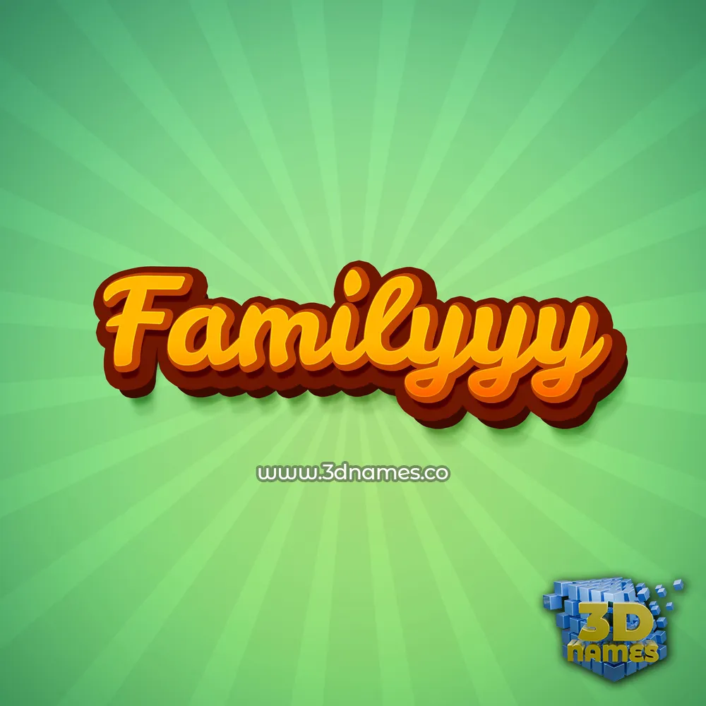 familyyy in Green Rays style - 3D name wallpaper