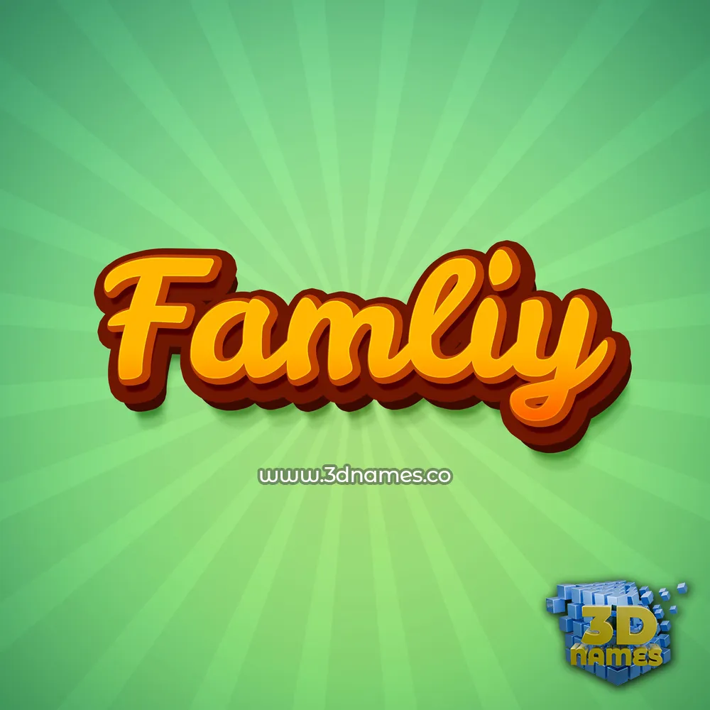famliy in Green Rays style - 3D name wallpaper