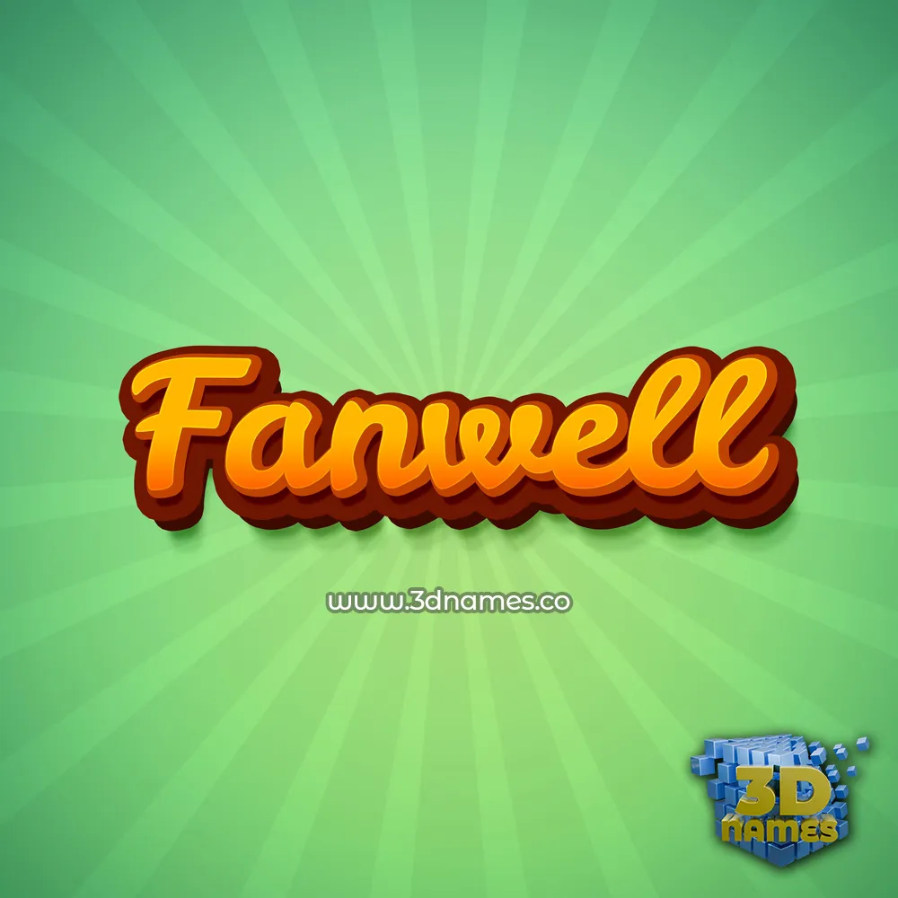 fanwell in Green Rays style - 3D name wallpaper