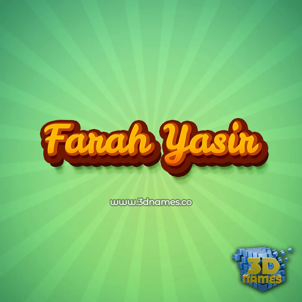 farah yasir in Green Rays style - 3D name wallpaper