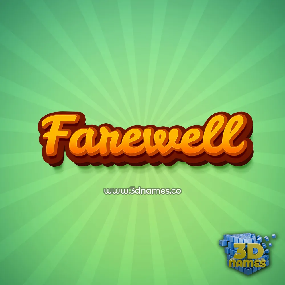 farewell in Green Rays style - 3D name wallpaper