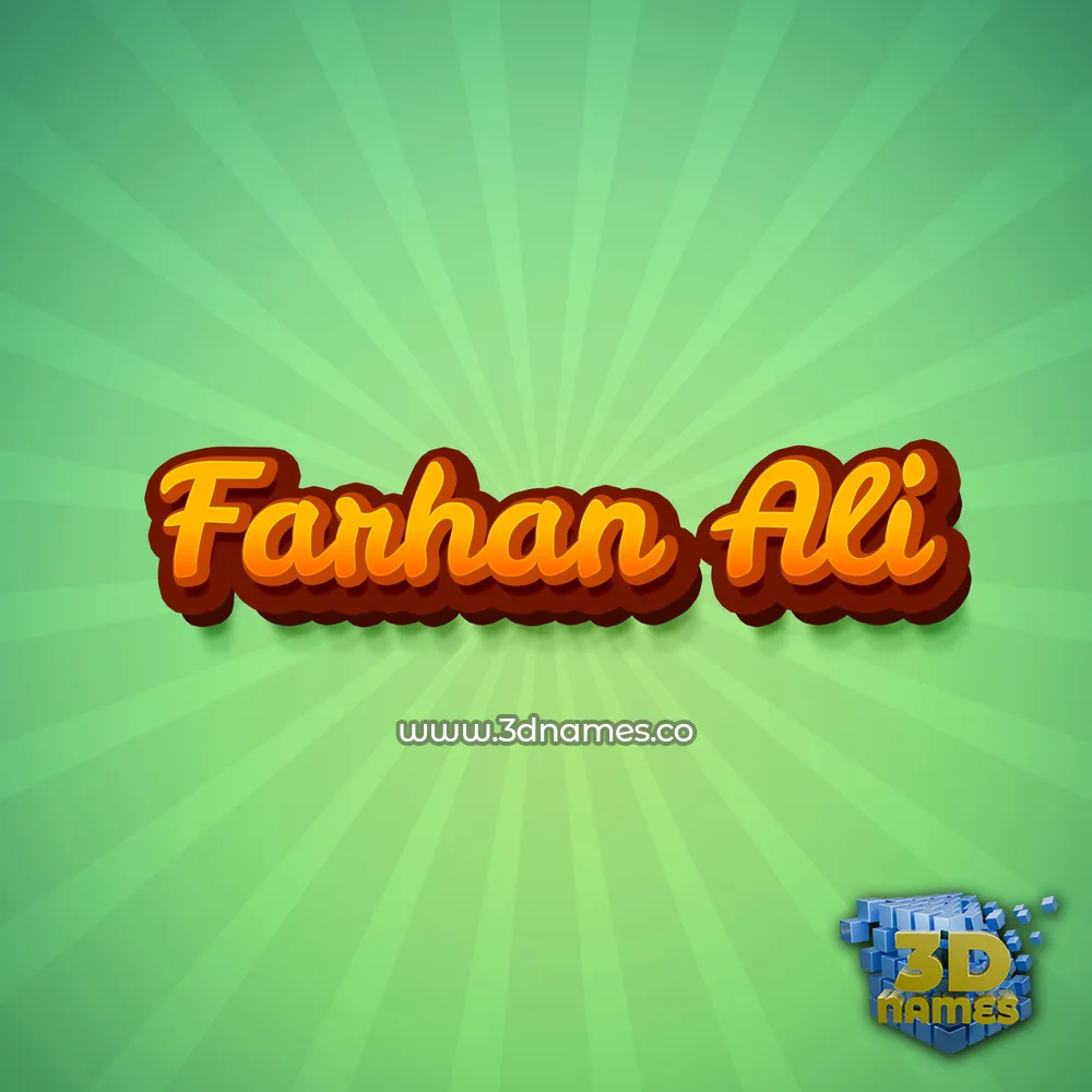 farhan ali in Green Rays style - 3D name wallpaper