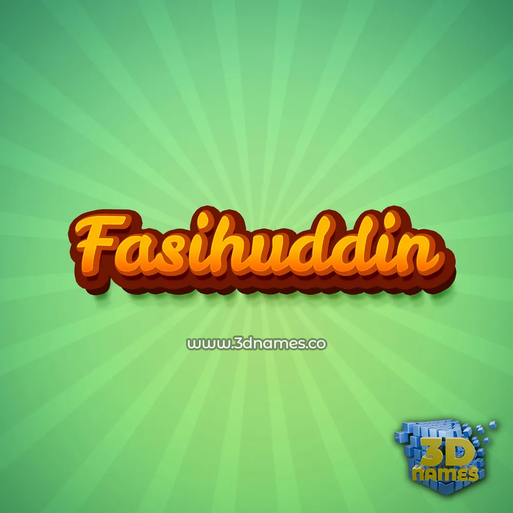 fasihuddin in Green Rays style - 3D name wallpaper