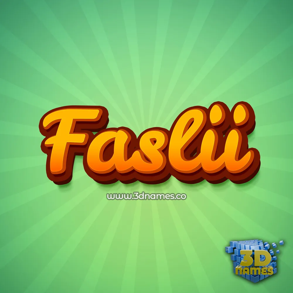 faslii in Green Rays style - 3D name wallpaper