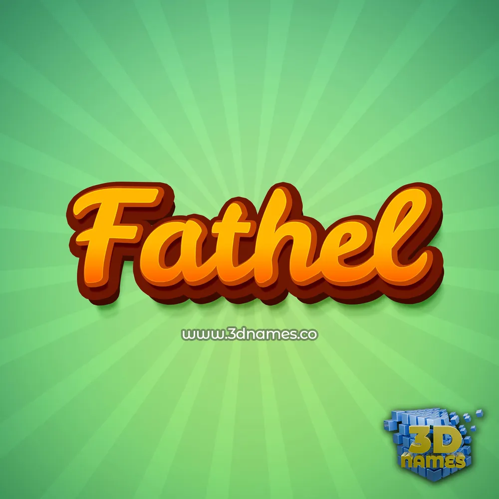 fathel in Green Rays style - 3D name wallpaper