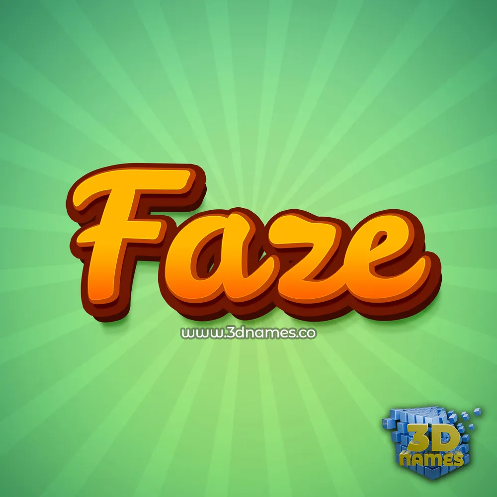 faze in Green Rays style - 3D name wallpaper