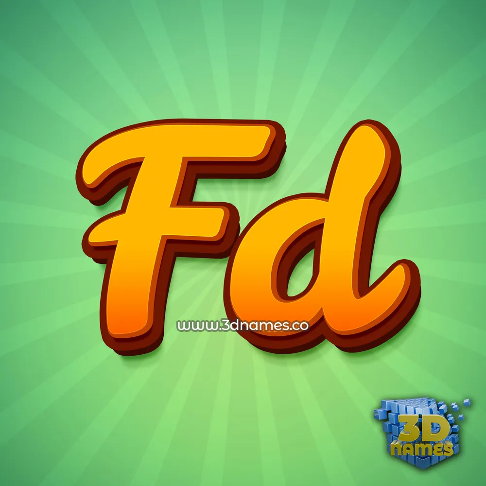 fd in Green Rays style - 3D name wallpaper