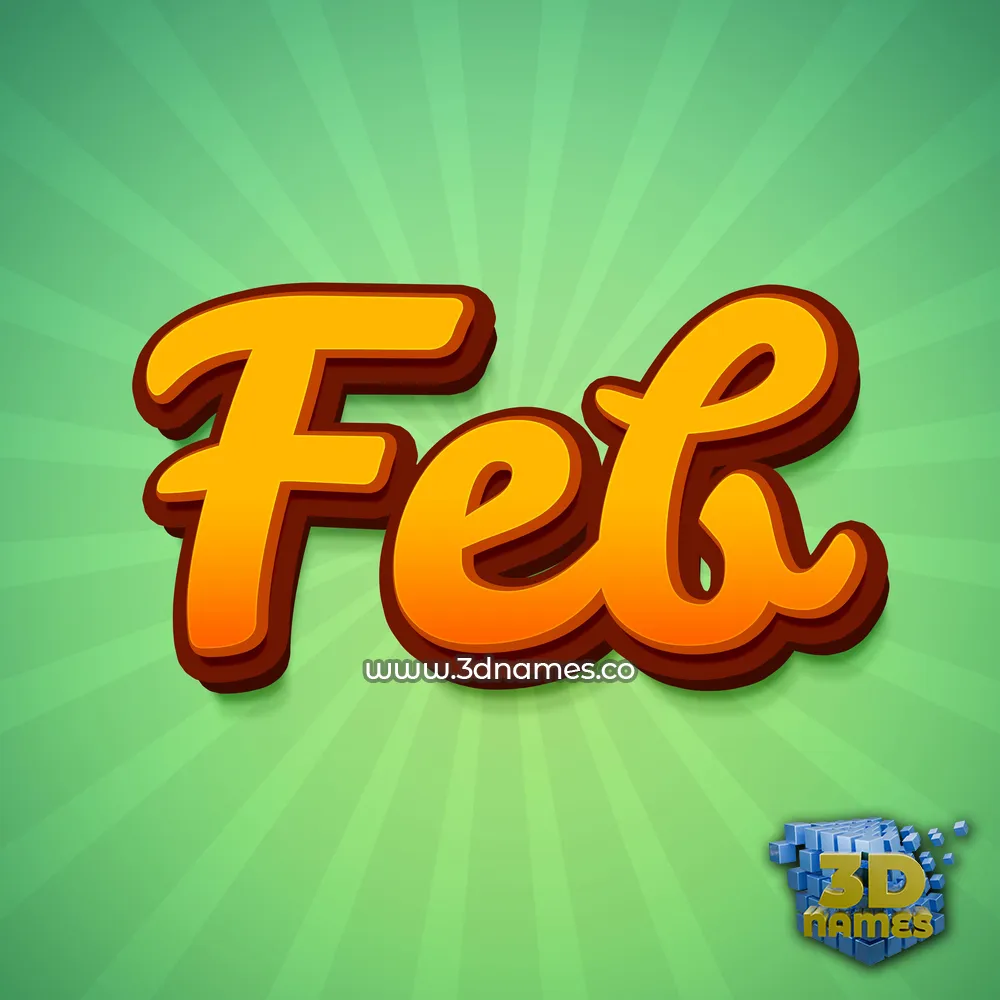 feb in Green Rays style - 3D name wallpaper