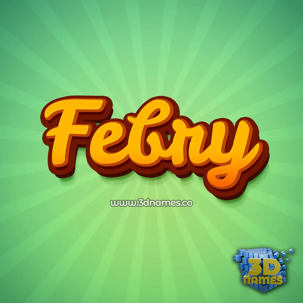 febry in Green Rays style - 3D name wallpaper