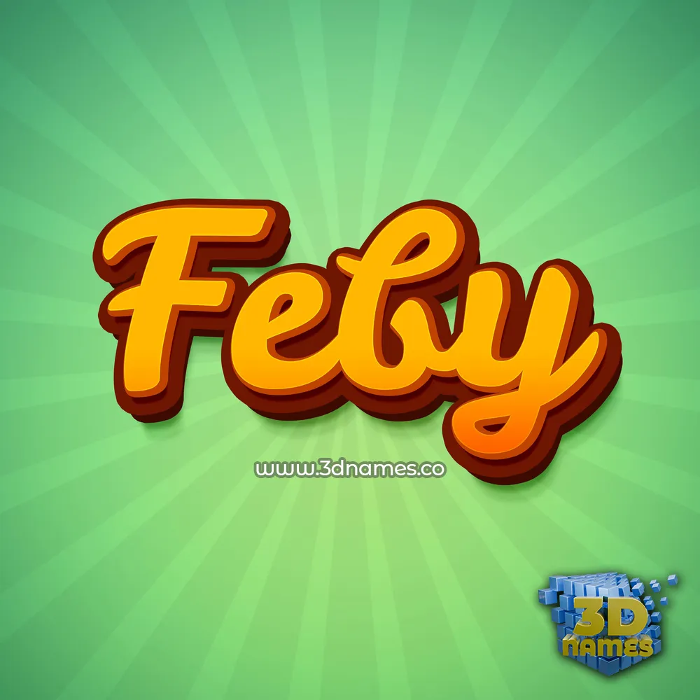 feby in Green Rays style - 3D name wallpaper