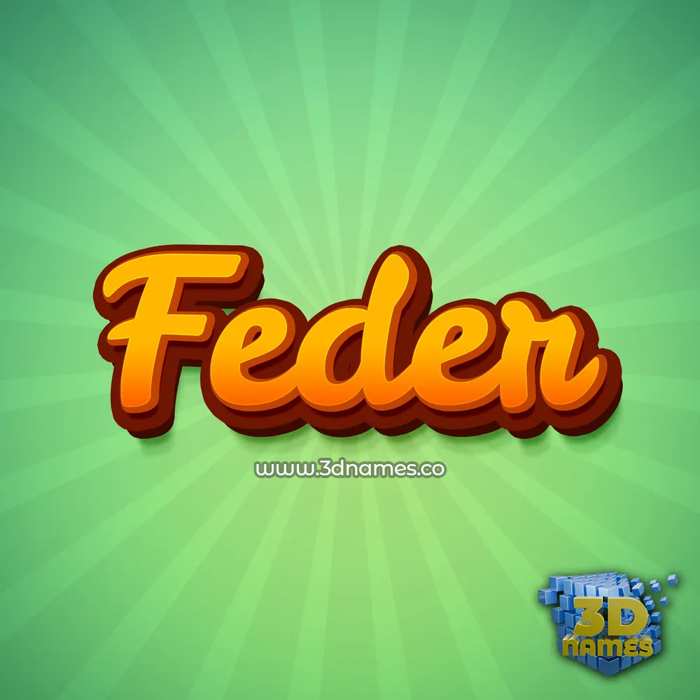 feder in Green Rays style - 3D name wallpaper