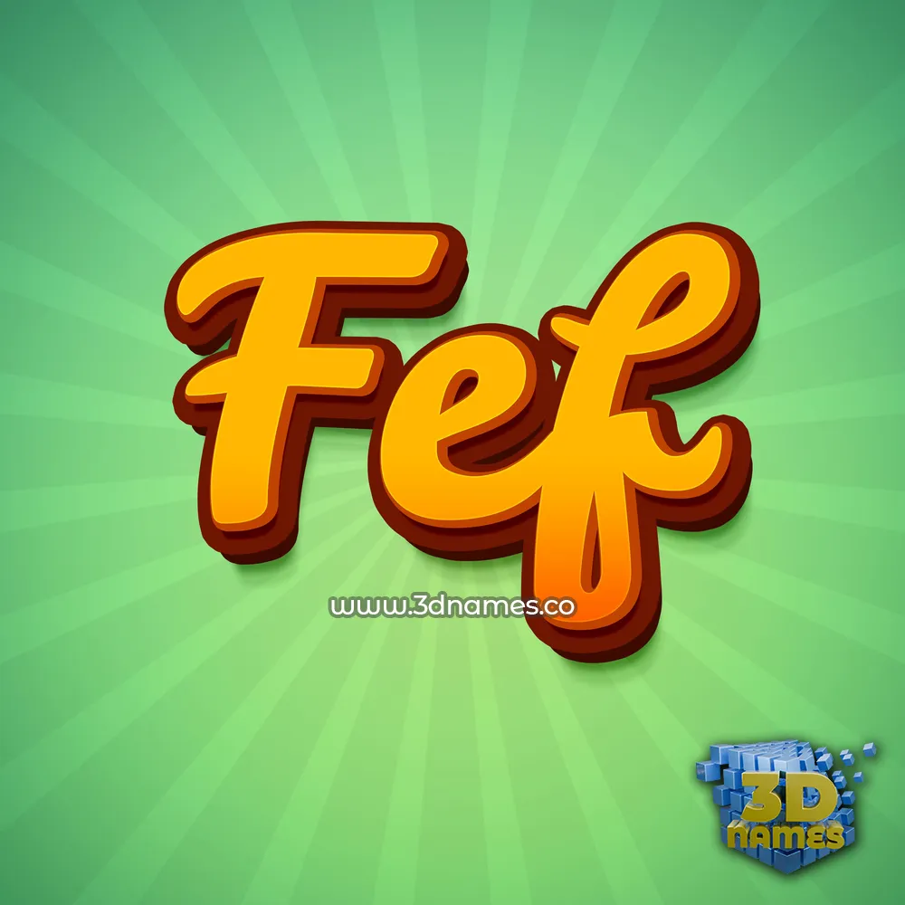 fef in Green Rays style - 3D name wallpaper