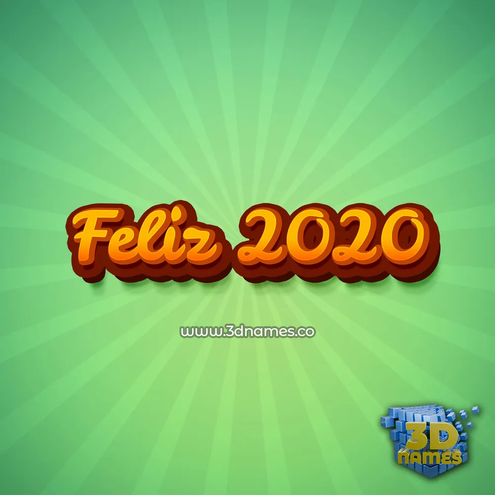 feliz 2020 in Green Rays style - 3D name wallpaper