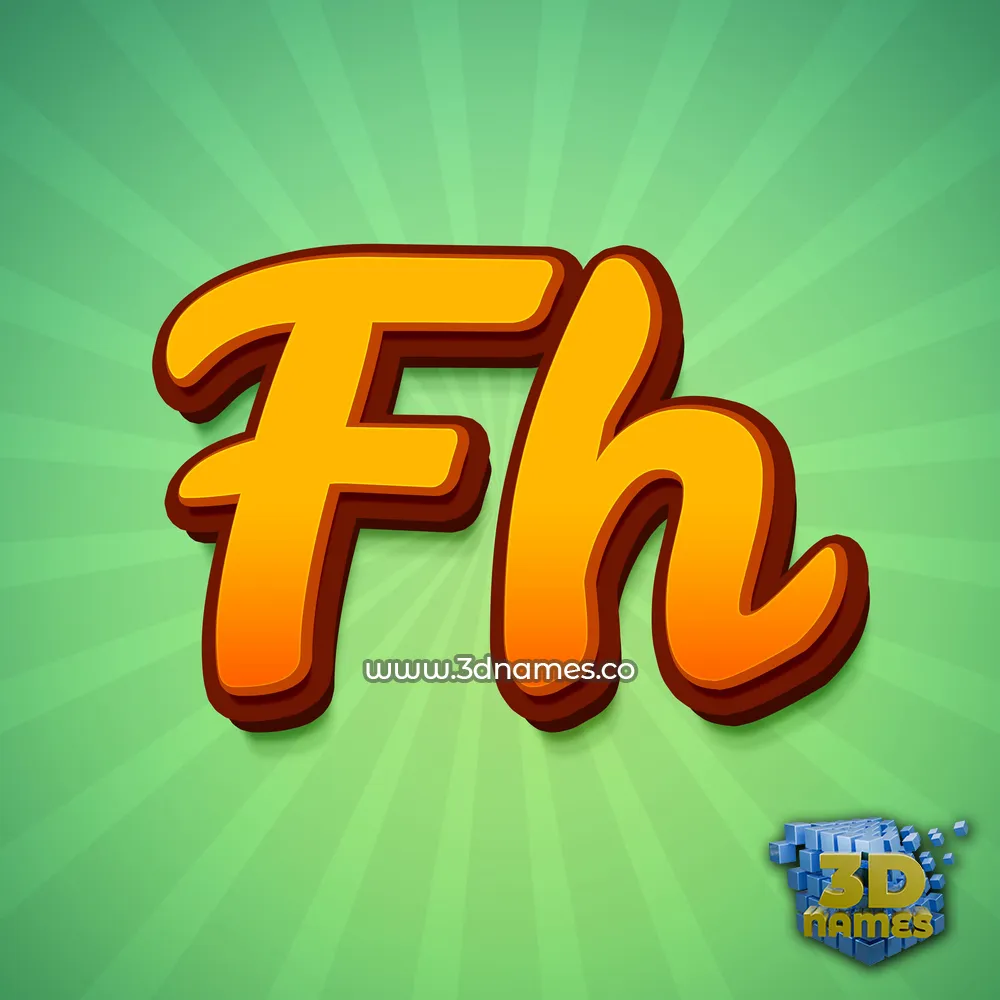 fh in Green Rays style - 3D name wallpaper