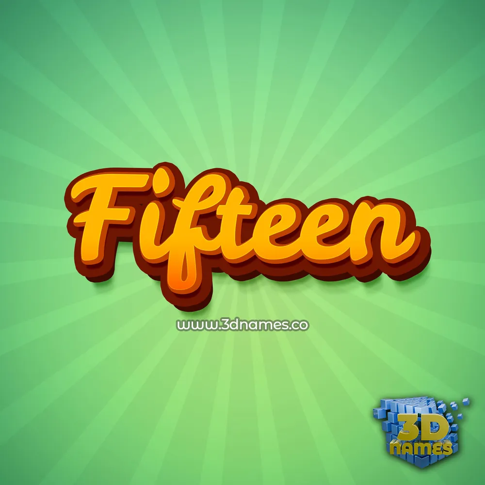 fifteen in Green Rays style - 3D name wallpaper