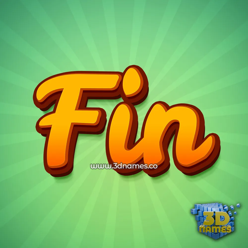 fin in Green Rays style - 3D name wallpaper