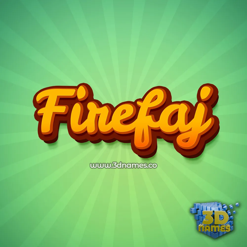 firefaj in Green Rays style - 3D name wallpaper