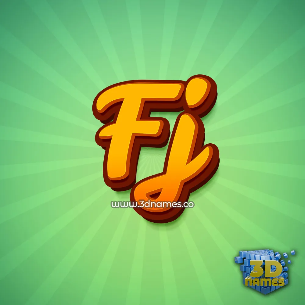 fj in Green Rays style - 3D name wallpaper