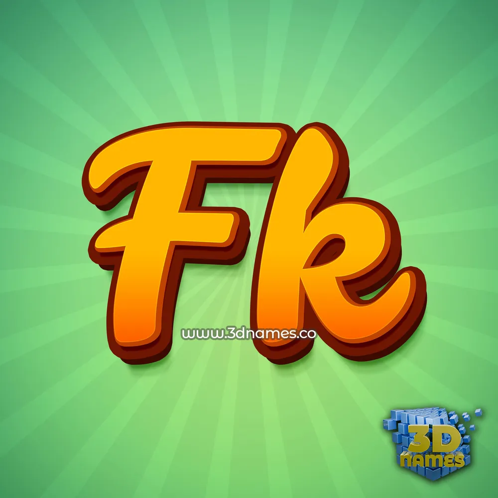 fk in Green Rays style - 3D name wallpaper