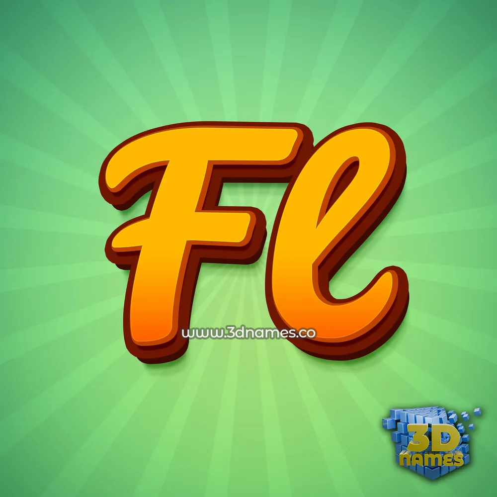 fl in Green Rays style - 3D name wallpaper