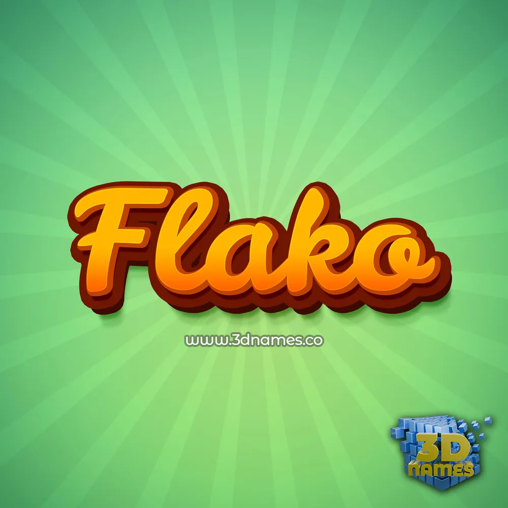 flako in Green Rays style - 3D name wallpaper
