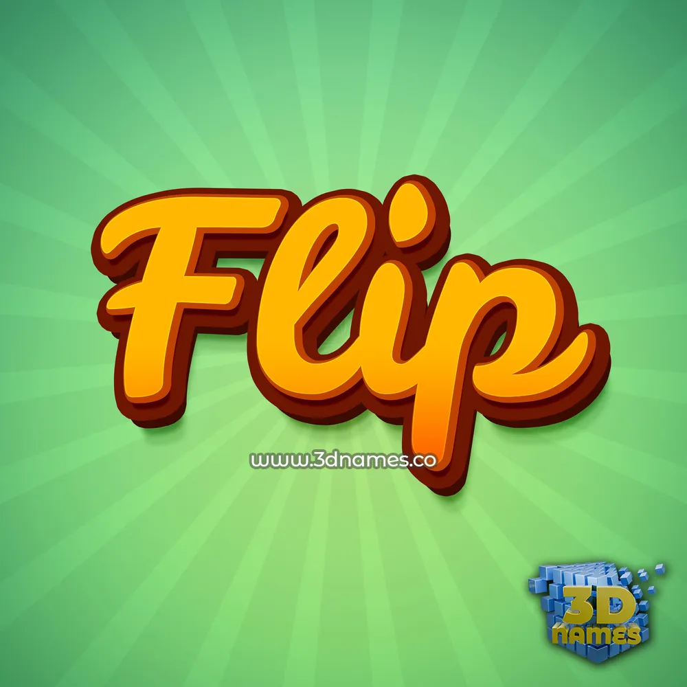 flip in Green Rays style - 3D name wallpaper