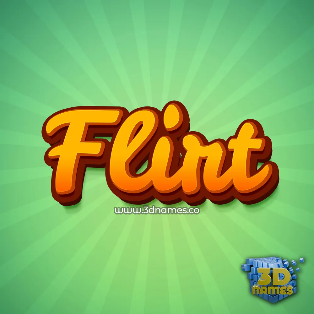 flirt in Green Rays style - 3D name wallpaper
