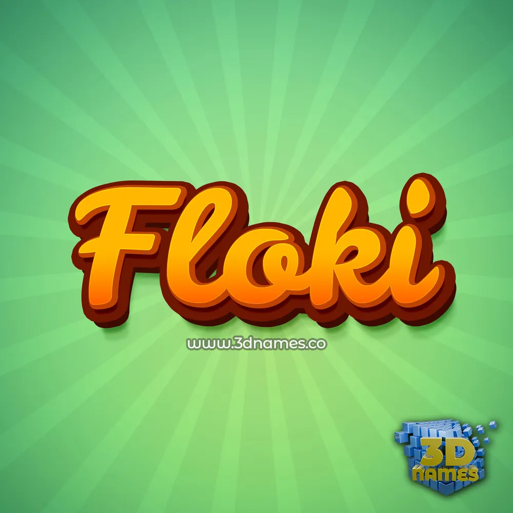 floki in Green Rays style - 3D name wallpaper