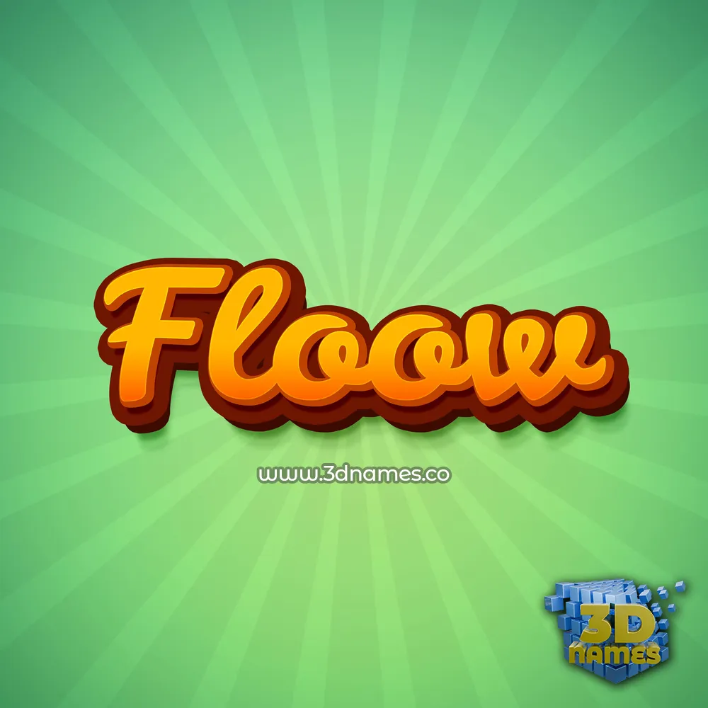 floow in Green Rays style - 3D name wallpaper