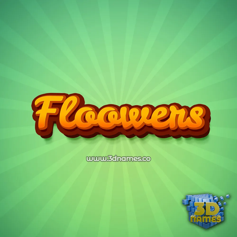 floowers in Green Rays style - 3D name wallpaper