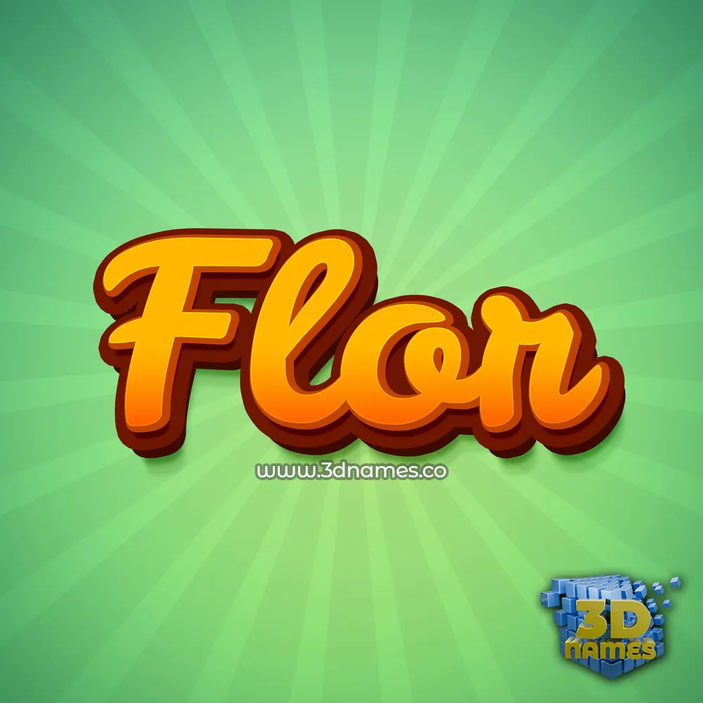 flor in Green Rays style - 3D name wallpaper