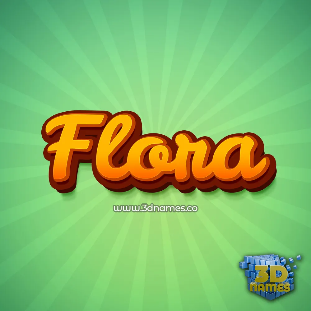 flora in Green Rays style - 3D name wallpaper