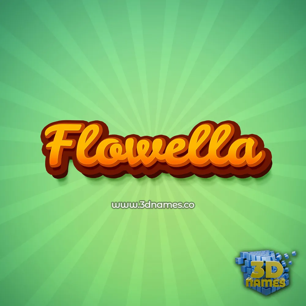 flowella in Green Rays style - 3D name wallpaper