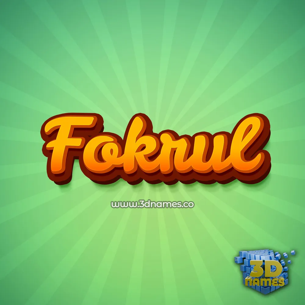 fokrul in Green Rays style - 3D name wallpaper