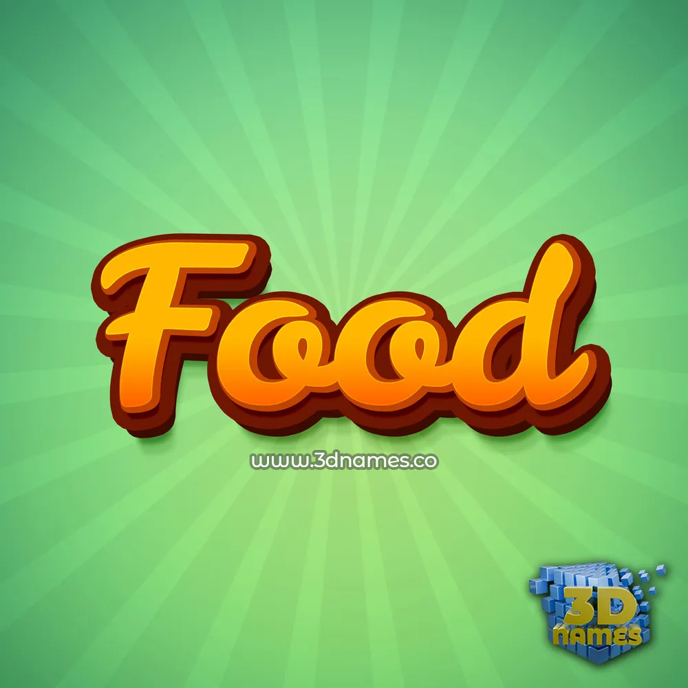 food in Green Rays style - 3D name wallpaper