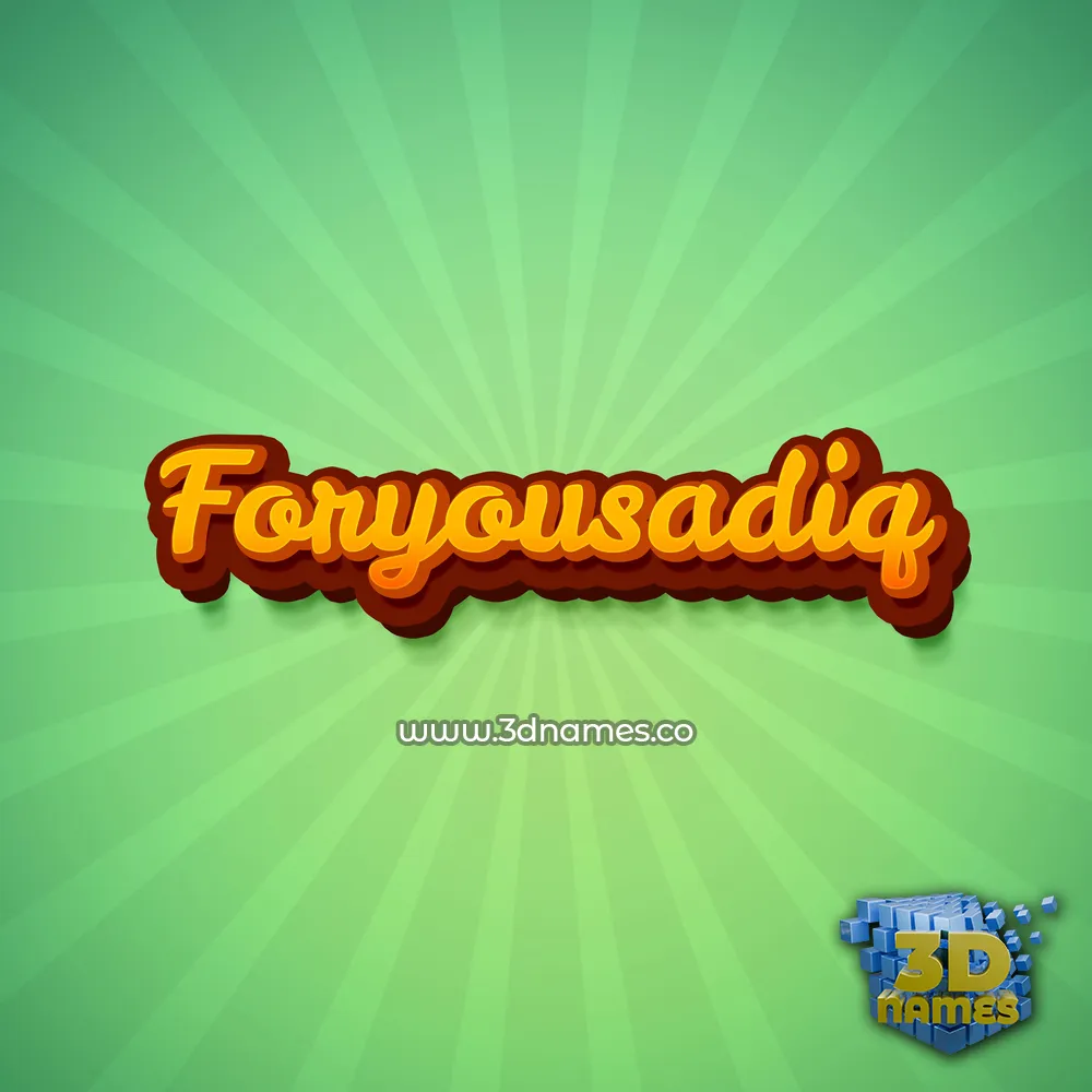 foryousadiq in Green Rays style - 3D name wallpaper