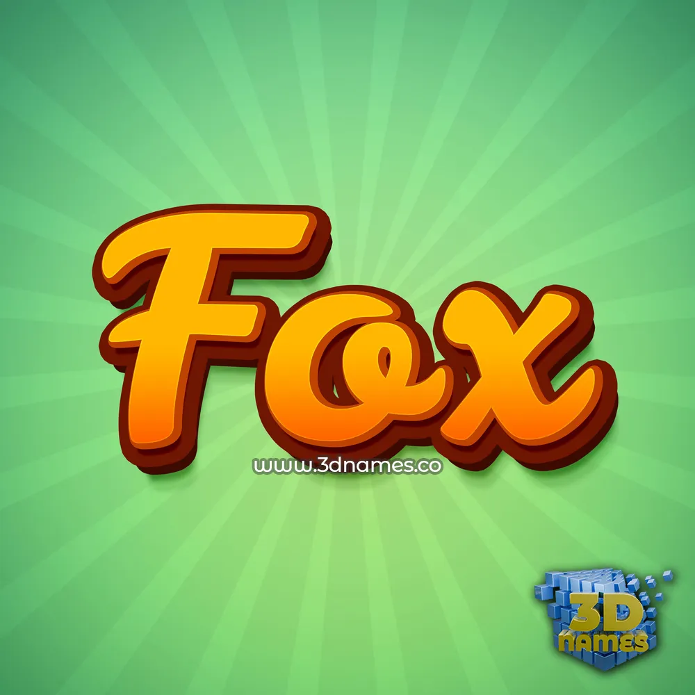 fox in Green Rays style - 3D name wallpaper