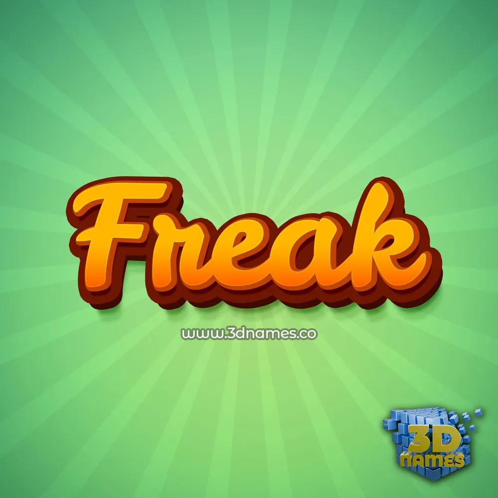 freak in Green Rays style - 3D name wallpaper