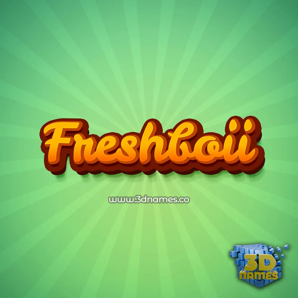freshboii in Green Rays style - 3D name wallpaper