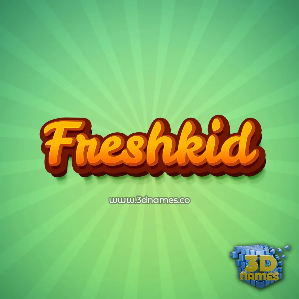 freshkid in Green Rays style - 3D name wallpaper