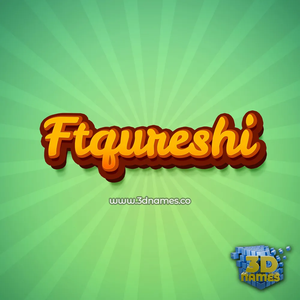 ftqureshi in Green Rays style - 3D name wallpaper