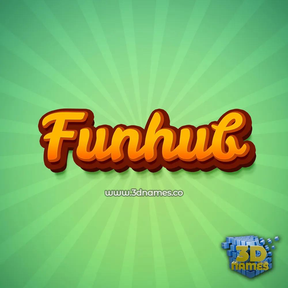 funhub in Green Rays style - 3D name wallpaper