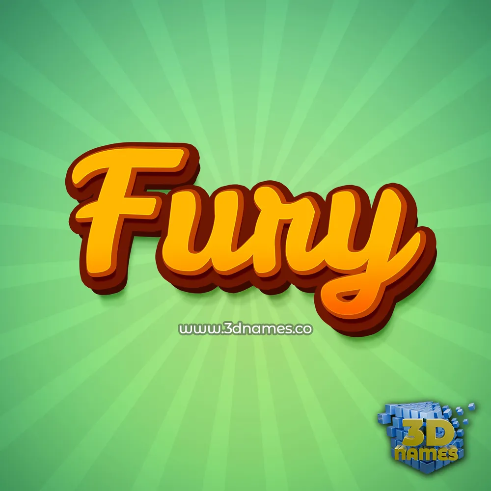 fury in Green Rays style - 3D name wallpaper