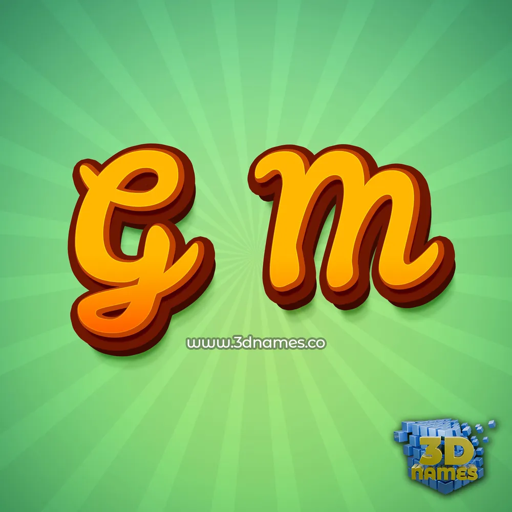 g m in Green Rays style - 3D name wallpaper